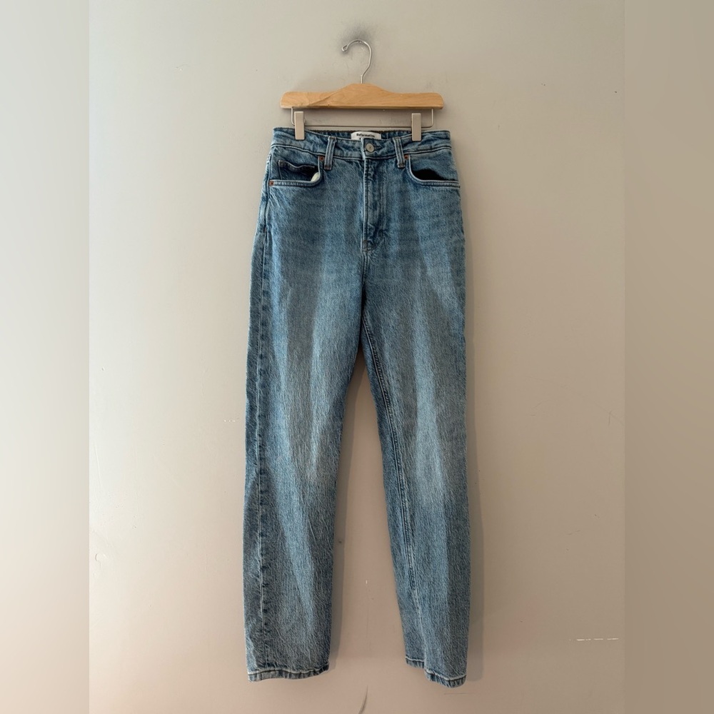Reformation Liza High Rise Straight Blue Denim Jeans Malta, Size 26